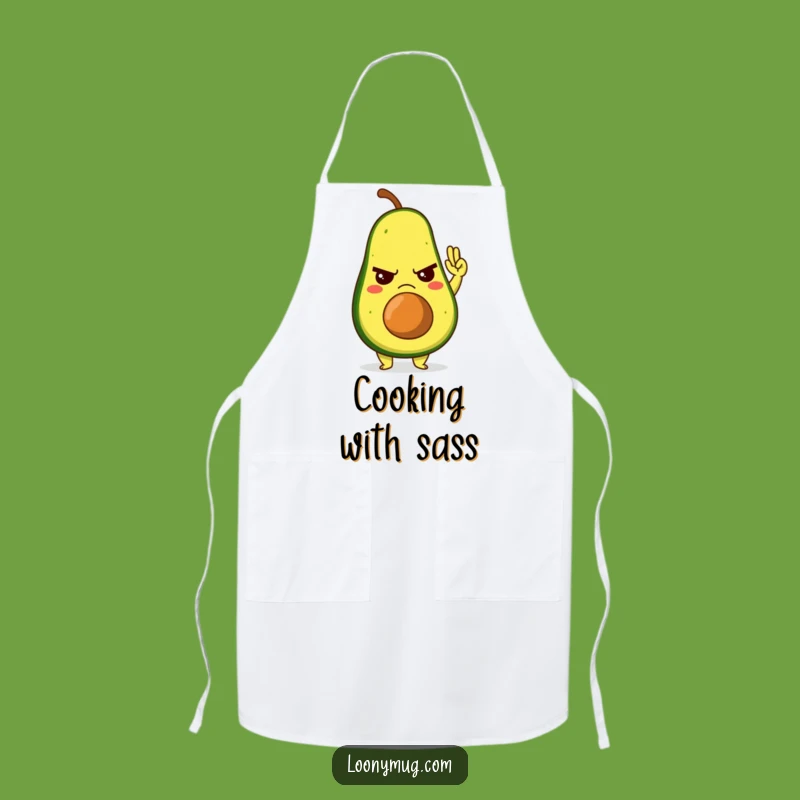 Funny Grumpy Avocado High-Five Apron: Cook with Hilarious Hesitation
