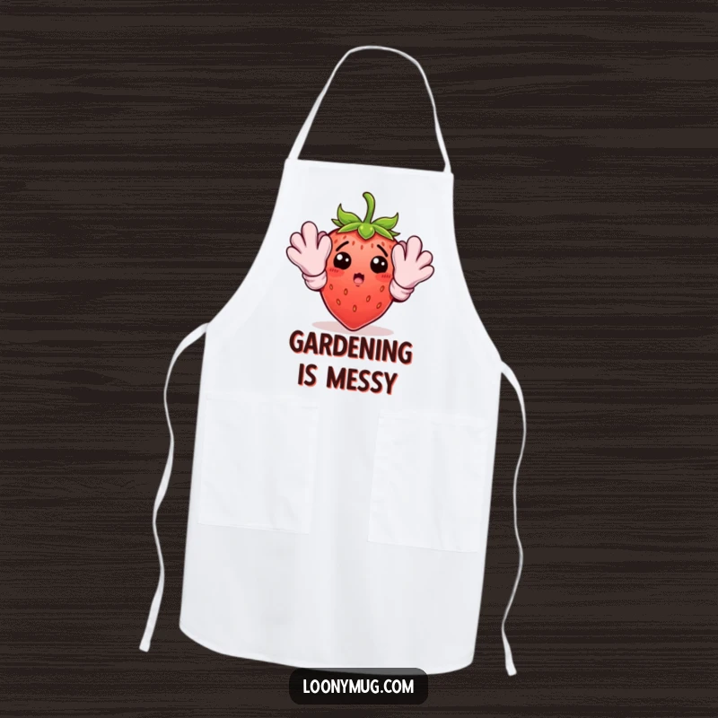 Funny gardening strawberry apron, designed for gardeners, offering protection with a humorous and cute theme.