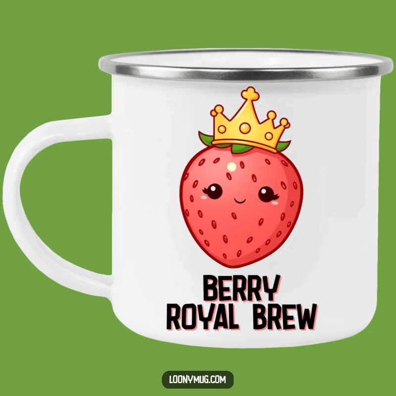Funny Strawberry Crown Camp Mug: Adventure with Royal Berry - Gift!
