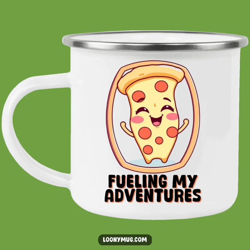 Funny Pizza Slice Mirror Camping Mug: Durable Giggle Cup for Outdoor Fun