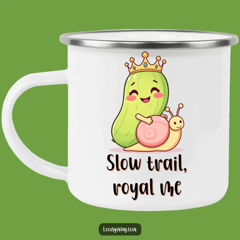 Funny Pickle Camping Mug: Royal Snail Rider, Adventurous Humor
