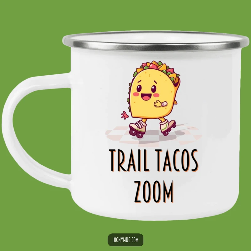 Funny Taco Roller Skates Camping Mug: Your Hilarious Outdoor Meal Companion