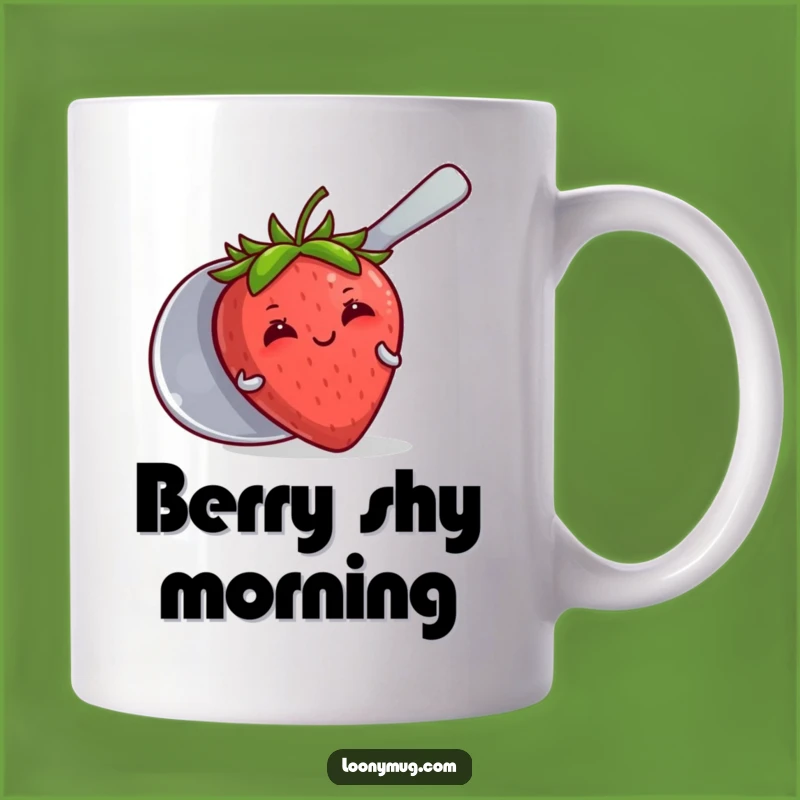 Funny Blushing Strawberry Hiding Spoon Mug - Adorable Cute Funny Gift