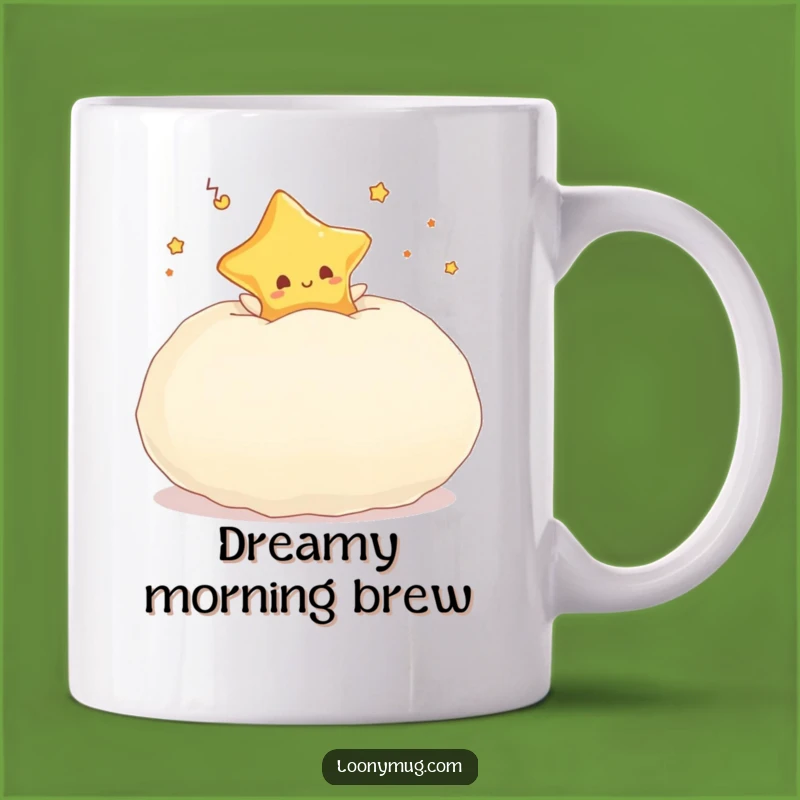 Funny Dreaming Star Pillow Mug - Cozy Sleepy Character Gift Mug
