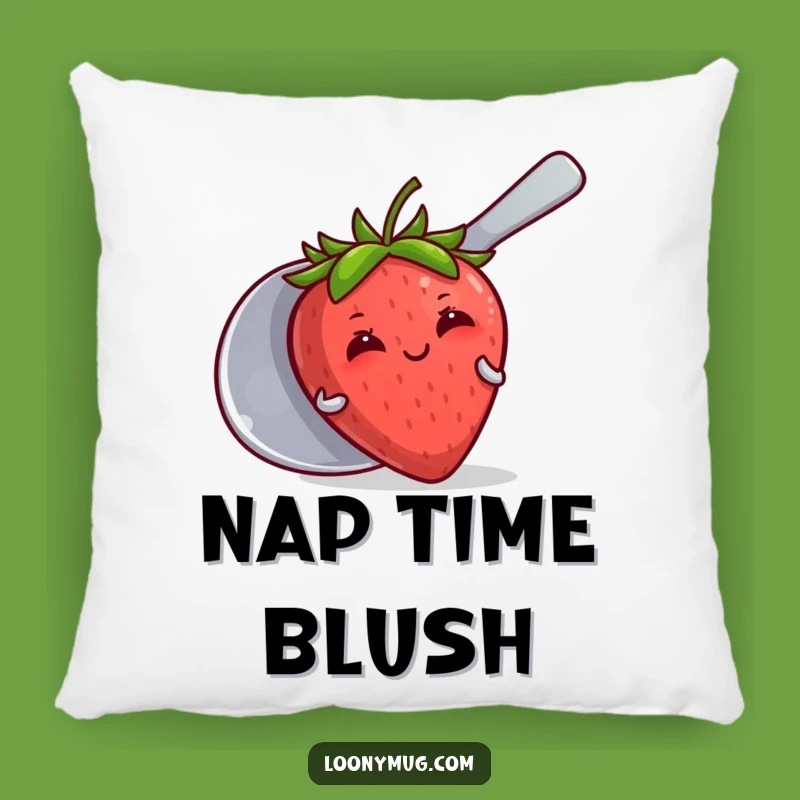 Funny Blushing Strawberry Spoon Pillow - Cute & Cozy Humorous Decor Gift