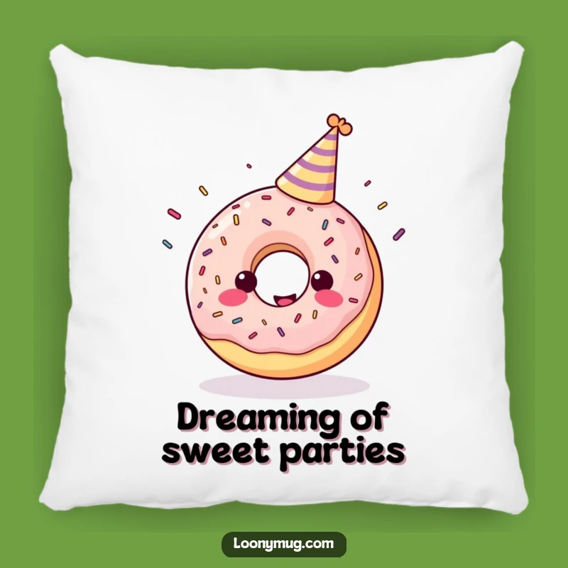 Funny Donut Party Pillow: Cozy Cheerful Juggling Donut Accent Pillow