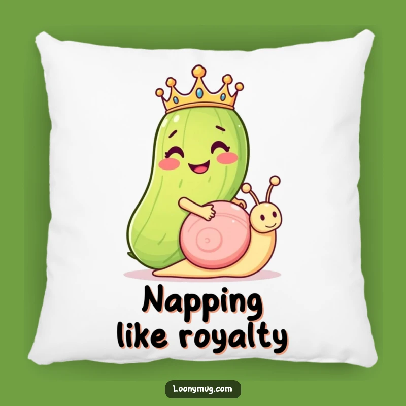 Funny Pickle Pillow: Royal Snail Rider, Cozy & Hilarious Decor
