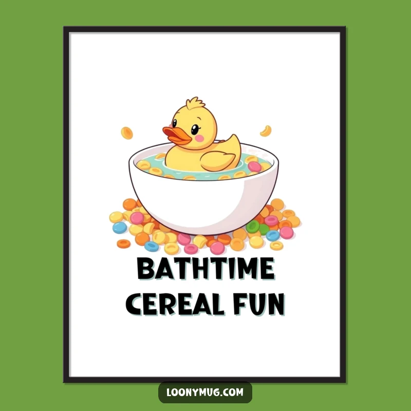 Funny Rubber Duck Cereal Digital Art: Instant Quirky Decor Download