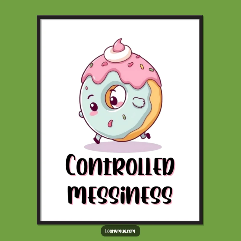 Funny Clumsy Donut Digital Print: Tripping Art for Humorous Spaces