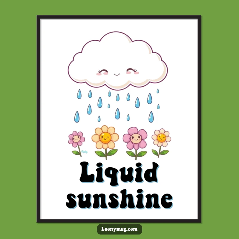 Funny Flower Digital Art: Instant Joy with Smiling Raindrops