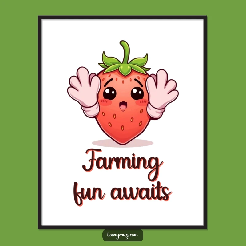 Funny Gardening Strawberry Digital Art Print: Instant Garden Humor for Your Walls