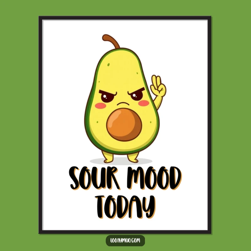Funny Grumpy Avocado High-Five Digital Art: Decorate with Hilarious Reluctance