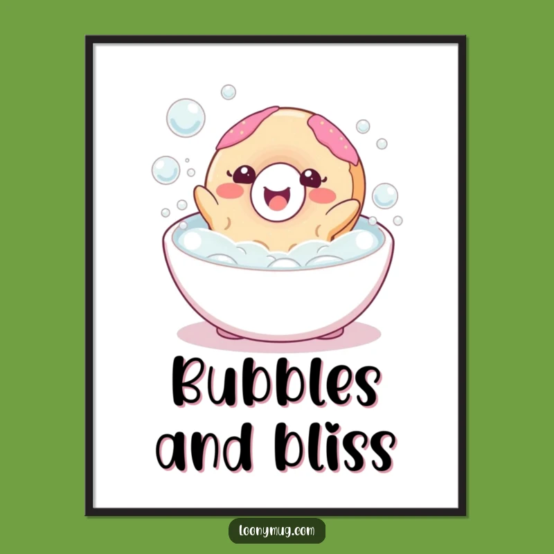 Funny Happy Donut Bubble Bath Digital Art: Instant Joy for Your Walls