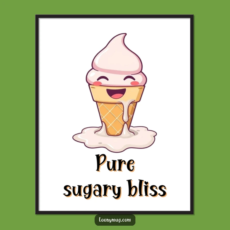 Funny Melting Ice Cream Digital Art Print: Instant Sweet Joy for Your Walls