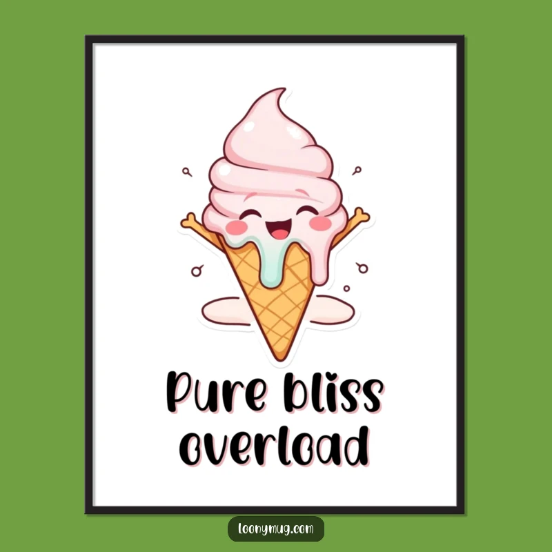 Funny Melting Ice Cream Digital Print: Joyful Character Art for Instant Smiles