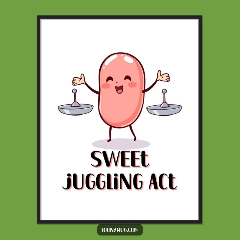 Funny Wobbly Jelly Bean Digital Art: Juggling Decor, Hilarious Funny Gift