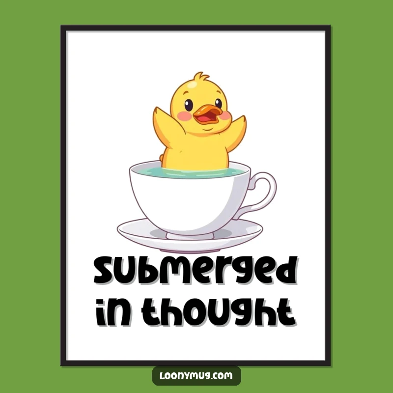 Funny Rubber Duck Teacup Digital Art Print: Instantly Add Quirky Humor to Your Decor