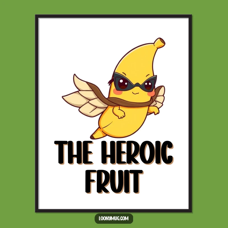 Funny Flying Banana Digital Print - Instant Superhero Fruit Art Download