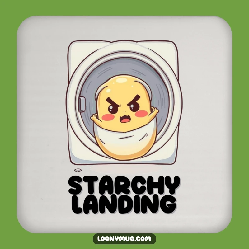 Funny Determined Potato Laundry Chute Coaster - Humorous Drink Protection Gift