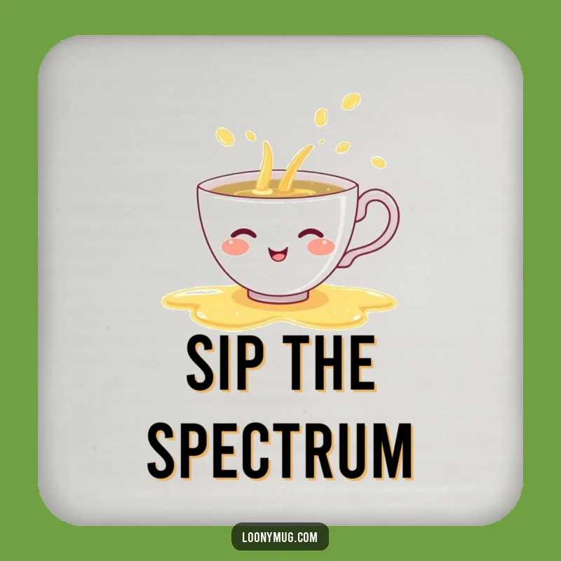 Funny Shy Teacup Coasters (Set of 4): Protect Surfaces with Rainbow Giggles