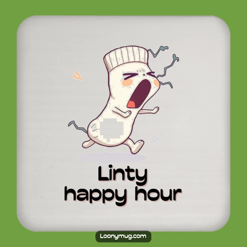 Funny Sock Coaster: Lint Monster Chase, Humorous Surface Protection