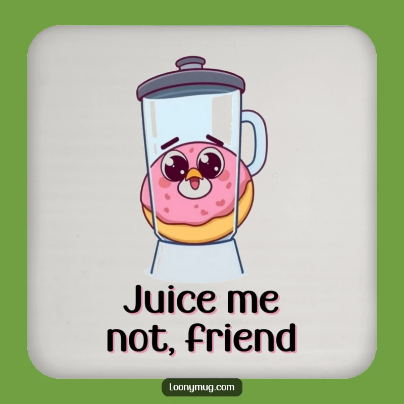 Funny Startled Donut Escaping Blender Coaster - Protect Surfaces Humorously