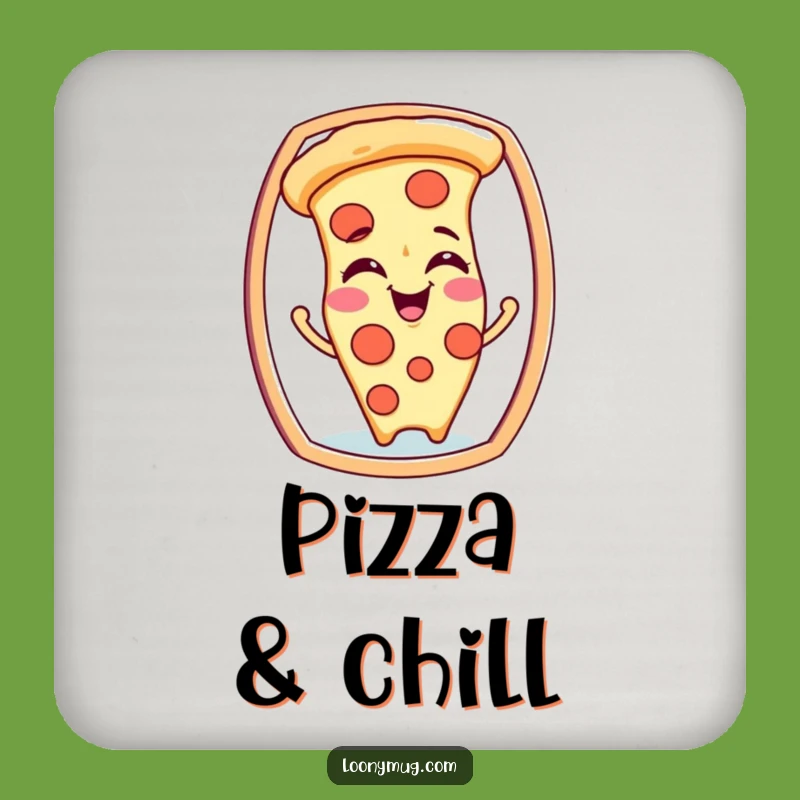 Funny Pizza Slice Mirror Coasters: Giggling Character Protection for Surfaces