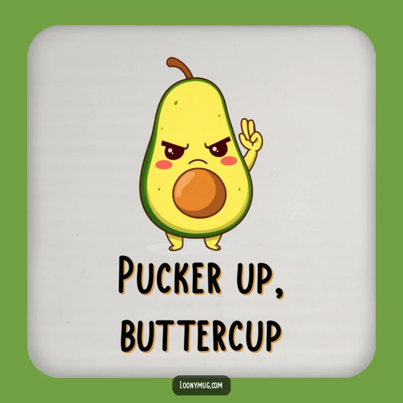 Funny Grumpy Avocado High-Five Drink Coaster: Protect Surfaces with Hilarious Mood