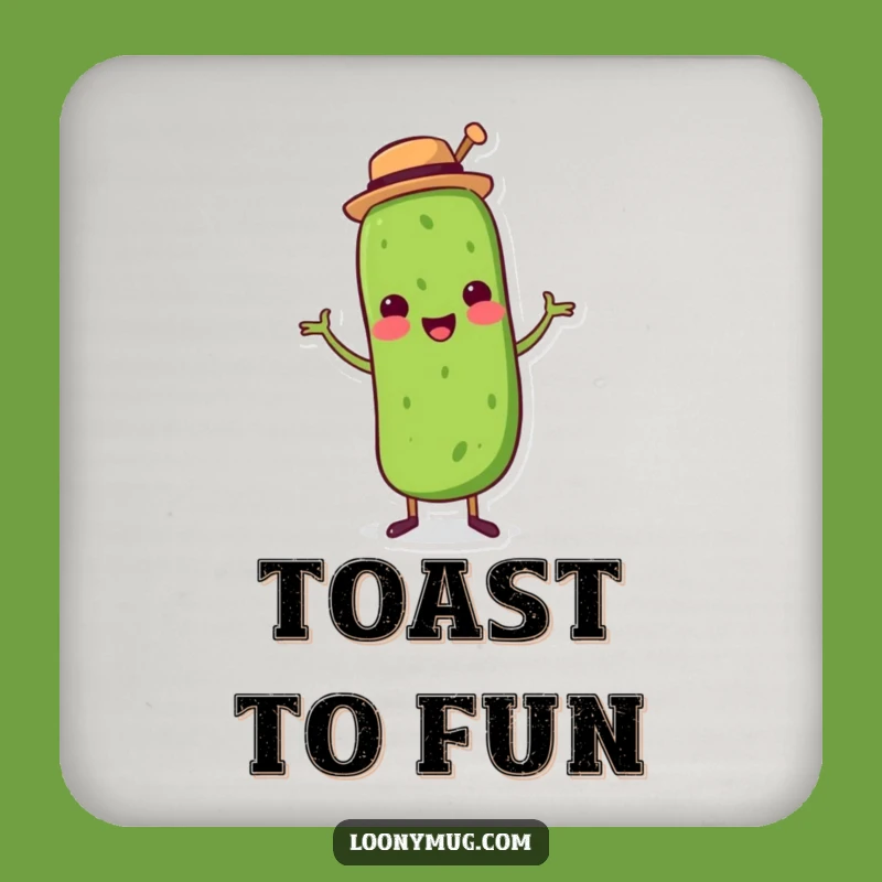 Funny Dancing Pickle Top Hat Coaster: Protect Surfaces with Whimsical Charm!