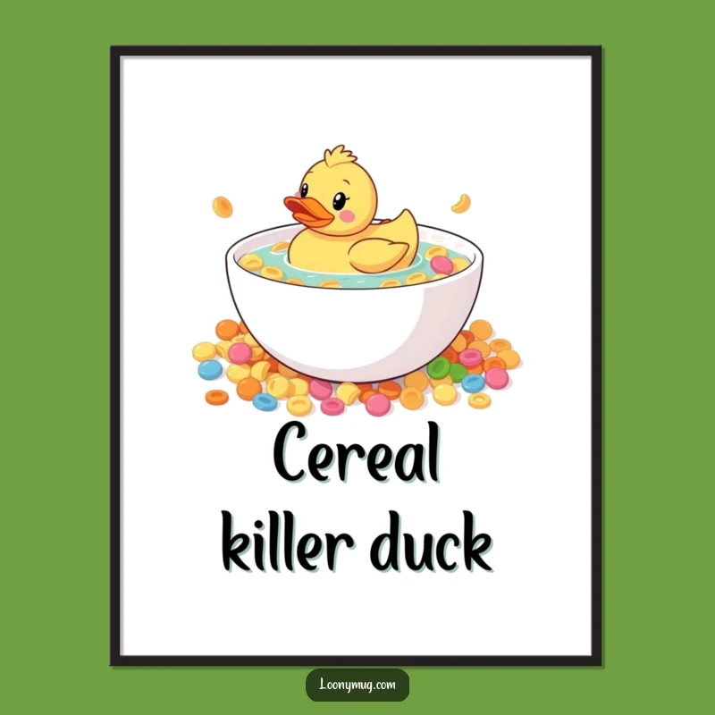 Funny Rubber Duck Cereal Poster: Add Quirky Art to Your Walls