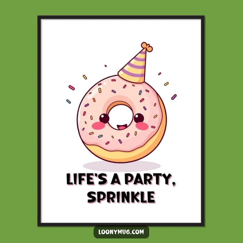 Funny Donut Party Poster: Cheerful Juggling Sprinkles Art Print Gift