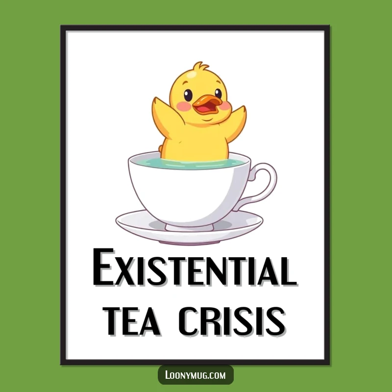 Funny Rubber Duck Teacup Poster: Decorate Your Space with This Hilarious and Quirky Artwork