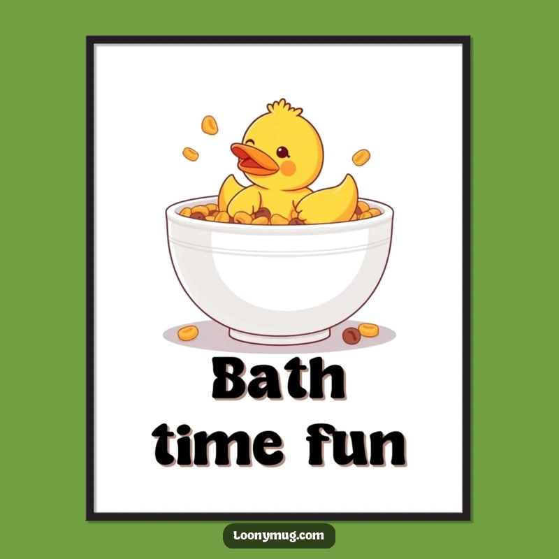 Funny Rubber Ducky Cereal Bowl Poster - Hilarious Quirky Wall Art Gift