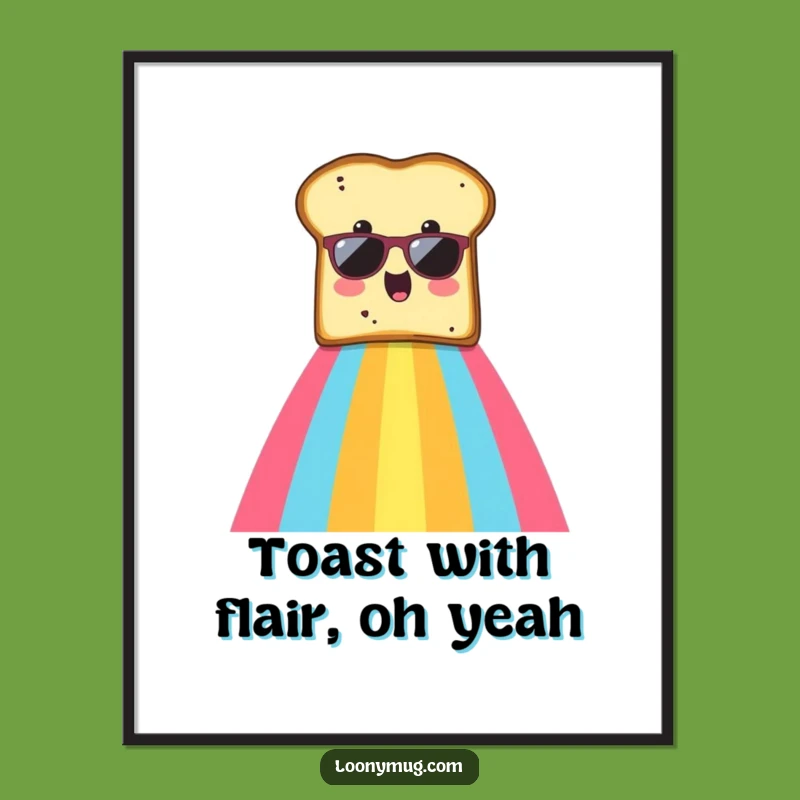 Funny Toast Rainbow Poster: Surprised Sunglasses Toast Art Print Gift