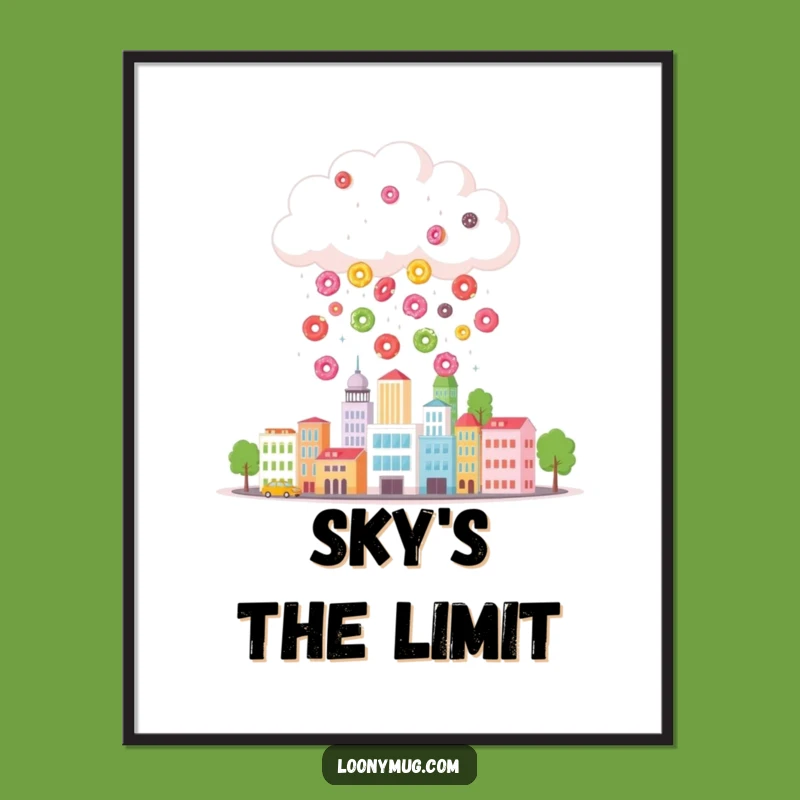 Funny Donut Cloud Poster: Vibrant Wall Art for a Whimsical & Sweet Room