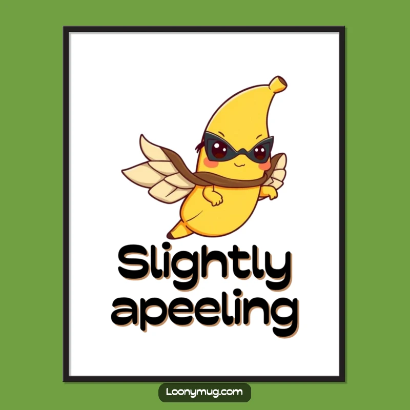 Funny Flying Banana Poster - Whimsical Superhero Fruit Art for Walls