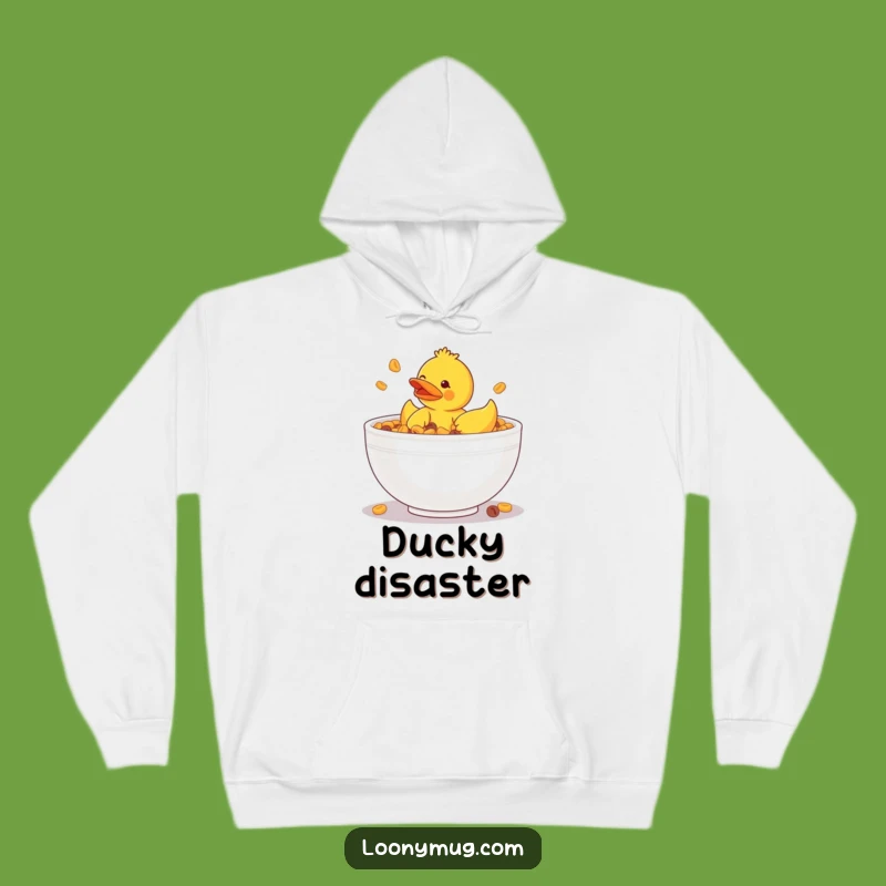 Funny Rubber Ducky Cereal Bowl Hoodie - Cozy Quirky Humor Gift