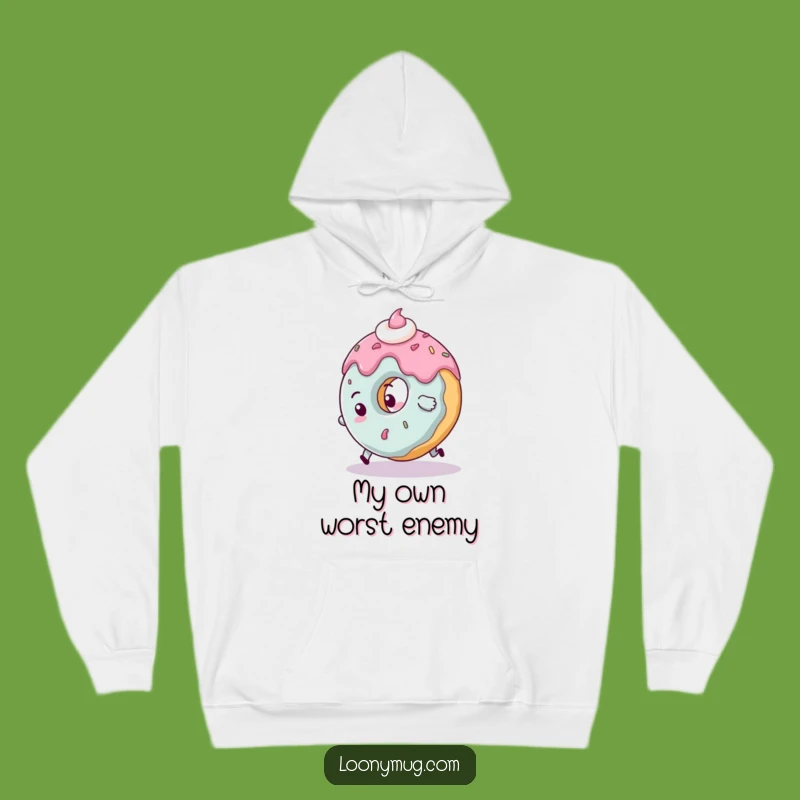 Funny Clumsy Donut Hoodie: Tripping Character Apparel for Cozy Mishaps