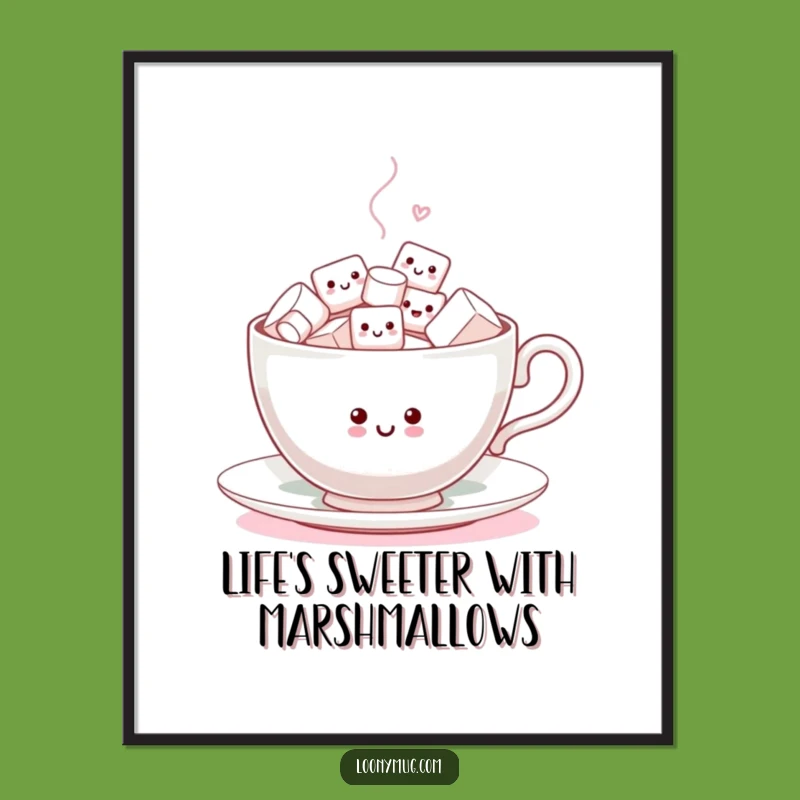 Free Printable Wall Art: Dancing Marshmallow Teacup Funny Downloadable Art Gift!