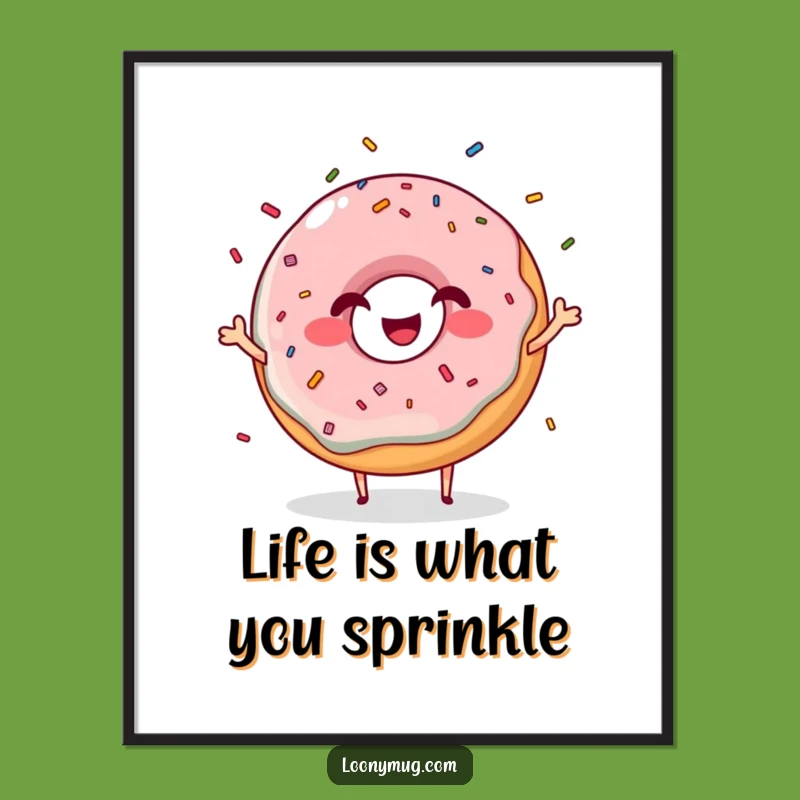 Free Printable Wall Art: Giggling Donut Juggling Sprinkles, Humorous Decor