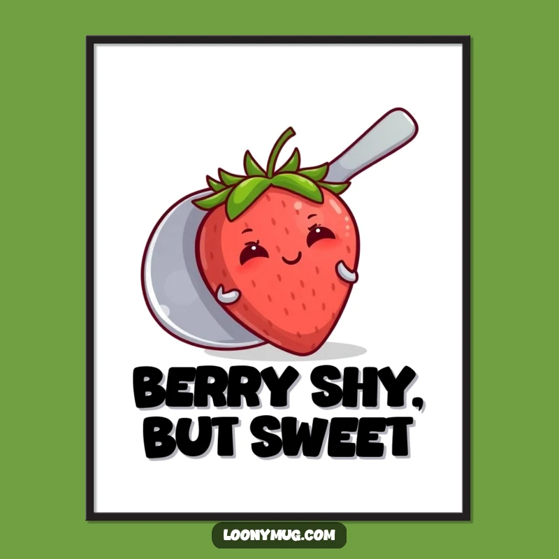 Free Printable Wall Art: Shy Strawberry Sweetness Downloadable Art