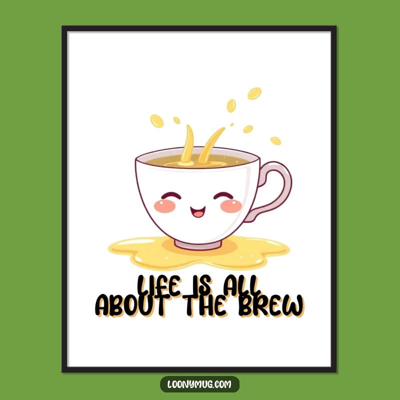 Funny Free Printable Wall Art: Rainbow Teacup Spill, Quirky Downloadable Decor