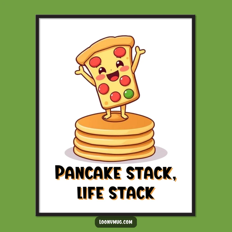 Free Printable Funny Pizza Art - Cheerful Handstand Wobble Stack Downloadable