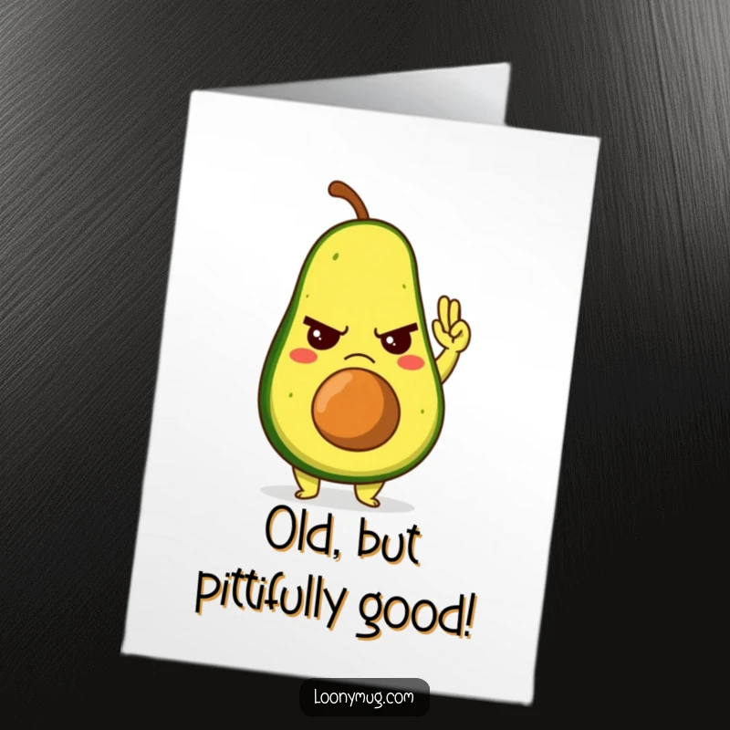 Funny Free Printable Birthday Card: A grumpy avocado character gives a very reluctant high-five, full of personality.