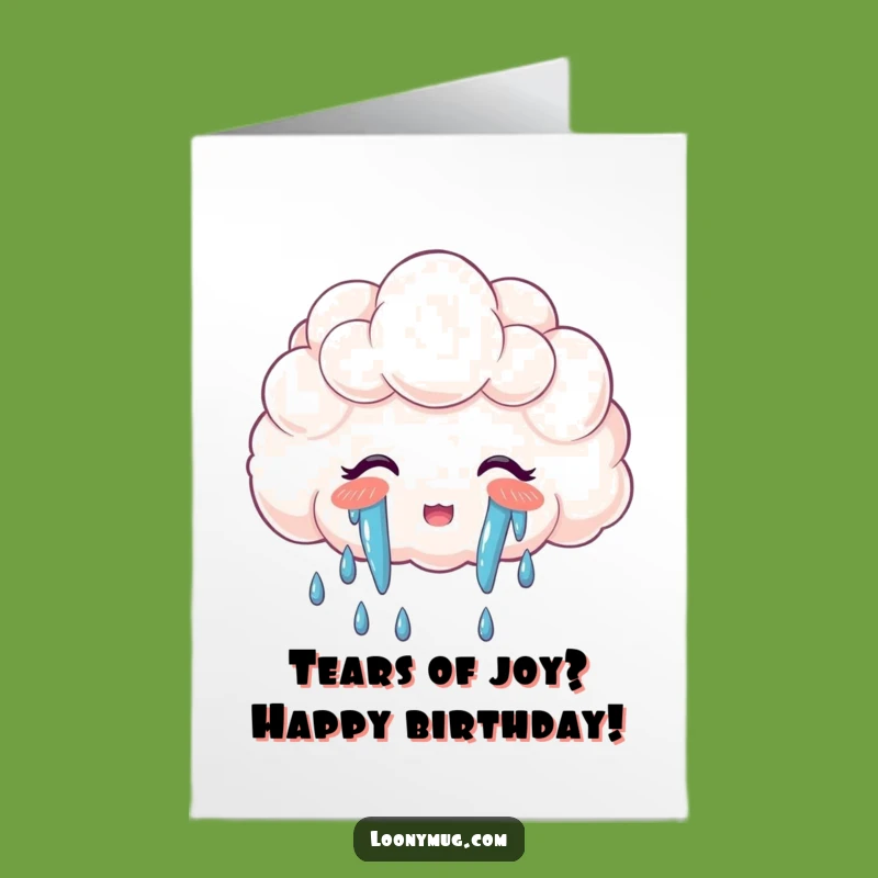 Free Printable Birthday Card: Joyful Cloud Rainbow Tears Greeting, Funny Downloadable Gift