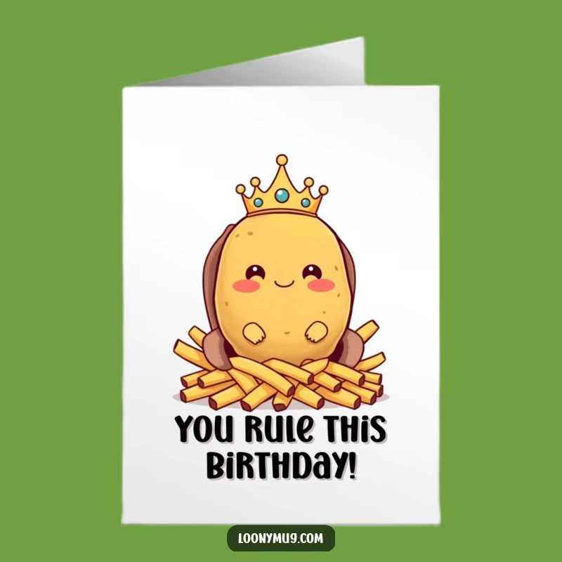 Free Printable Birthday Card Spud King Potatoes Crown Fries Funny Downloadable Gift
