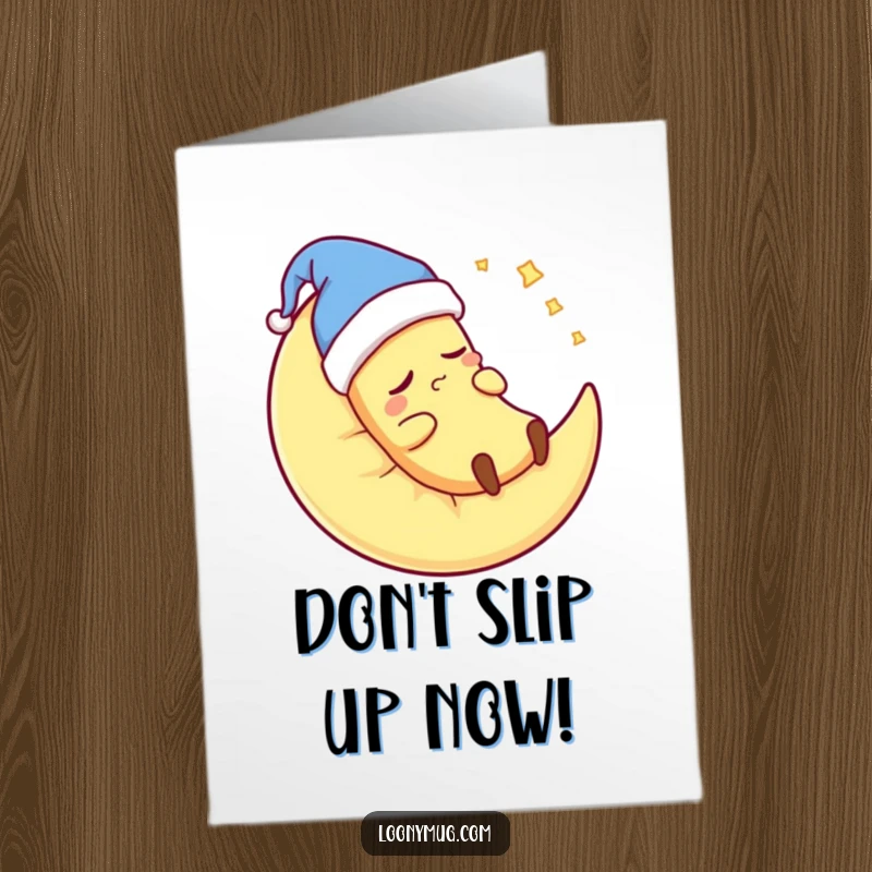 Funny Free Printable Congratulations Card: A sleepy banana with a nightcap snores on a pillow, ideal for a DIY gift.