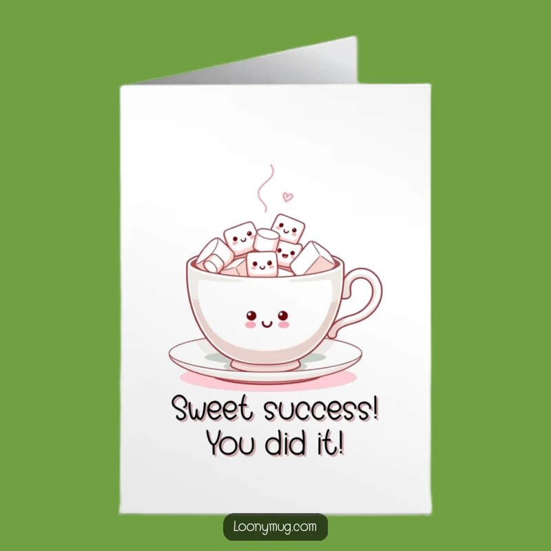 Free Printable Congrats Card: Marshmallow Teacup Celebration Funny Downloadable Gift!