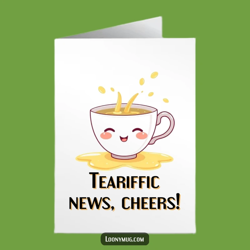 Free Printable Congrats Card: Rainbow Tea Cup Spill Funny Downloadable Gift