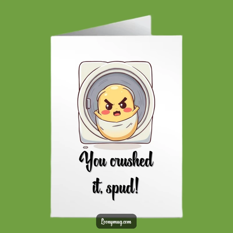 Free Printable Congrats Card: Determined Potato's Laundry Adventure Downloadable Gift